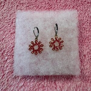 Breast Cancer Awareness Pink Ribbon Snowflake Earrings